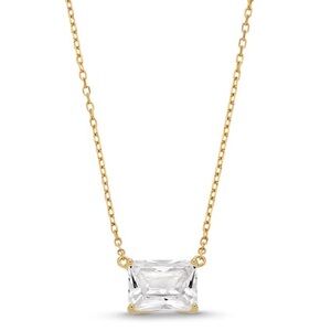 Zales Gold Necklace with Clear Gemstone